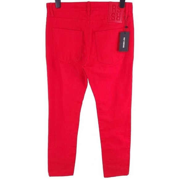 Raf Simons Logo Plaque Straight-leg Denim Trousers M Red New - Picture 6 of 16